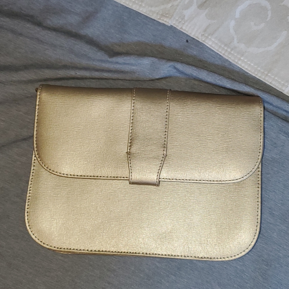 C wonder large gold clutch purse